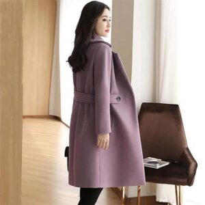 Woolen long fashion jacket
