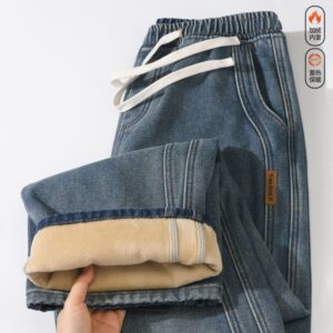 Top side denim inside fleece fabric pant for winter