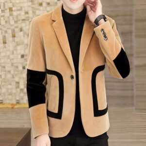 PU leather semi long jacket
